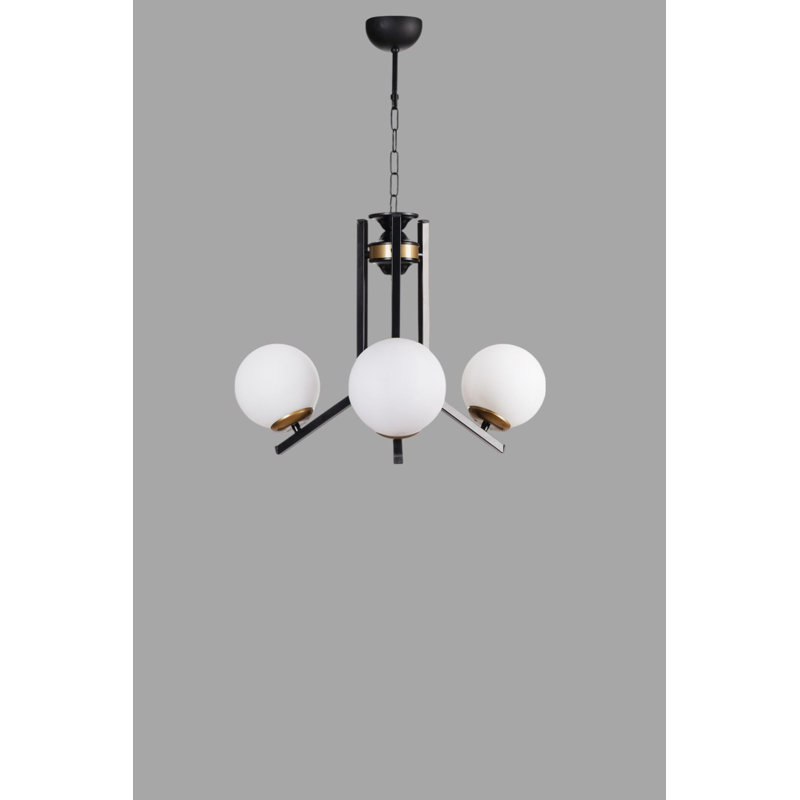 Lustre, 3 niveaux, Blanc/Noir, Trois lumières