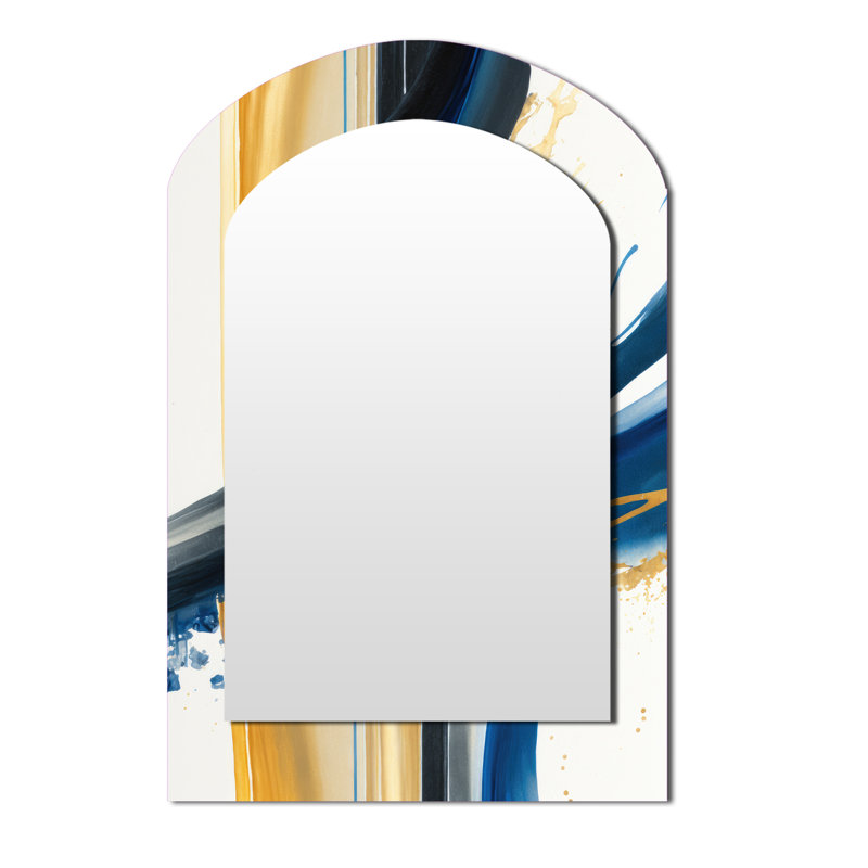 Stylish Spiral Abstract V - Abstract Spirals Arch Decorative Wall Mirror, Modern Asymmetrical Mirror, Printed Metal Art