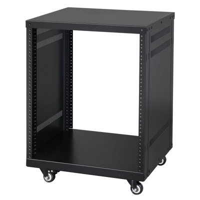 19" 12u Component Rack Cabinet - Black Dj Equipment Cabinet For Video Musical & It Equipment Mounting | Lockable With Spring-loaded Handles & Butterfl by 17 Stories