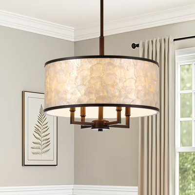 18-inch 4-Light Capiz Shell Drum Chandelier