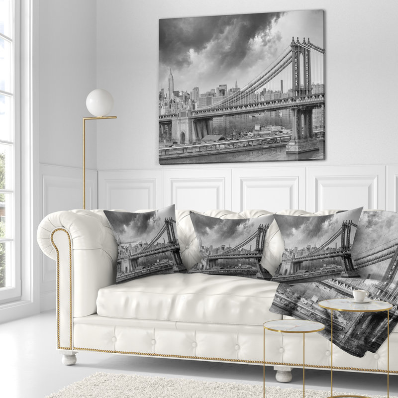 Coussin gris Manhattan, 18 po x 18 po, Coussin décoratif