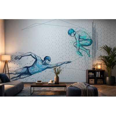 Papier peint mural géométrique futuriste low poly