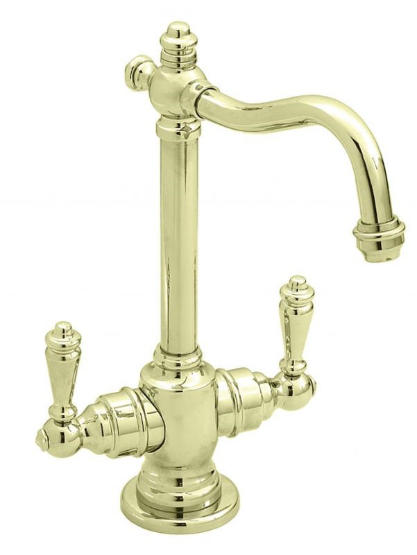 Robinet distributeur d'eau chaude et froide à 2 poignées Victorian 9 po avec réservoir de chauffage instantané, Laiton poli
