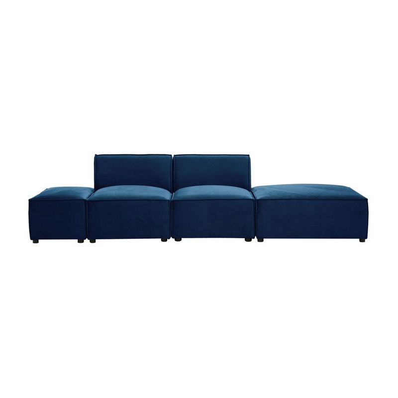 Rolandus 4 Seater Velvet Sofa, Blue