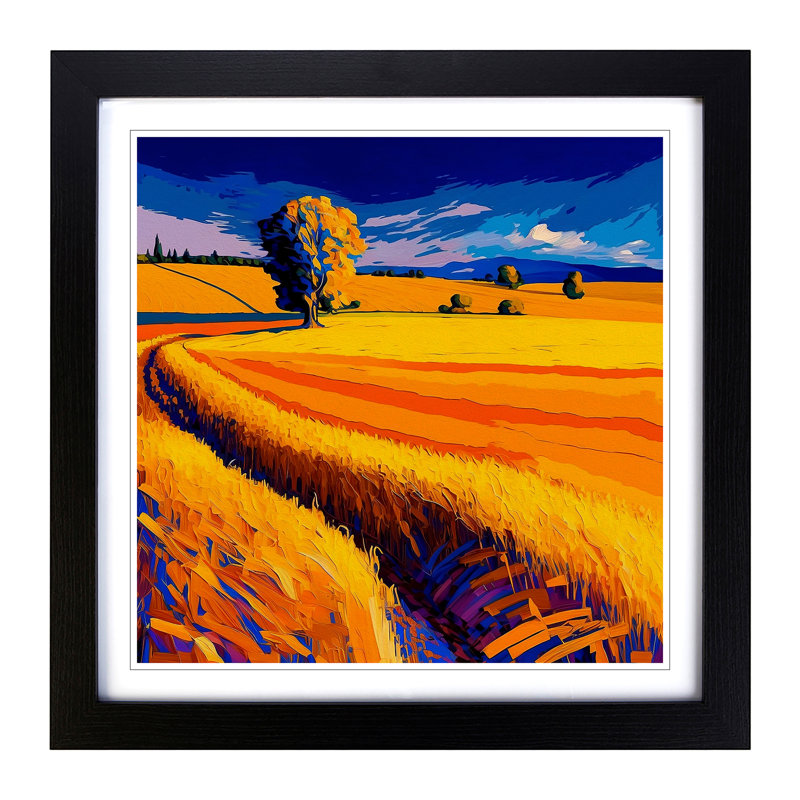 Wheatfield Fauvism - Framed Print, Black
