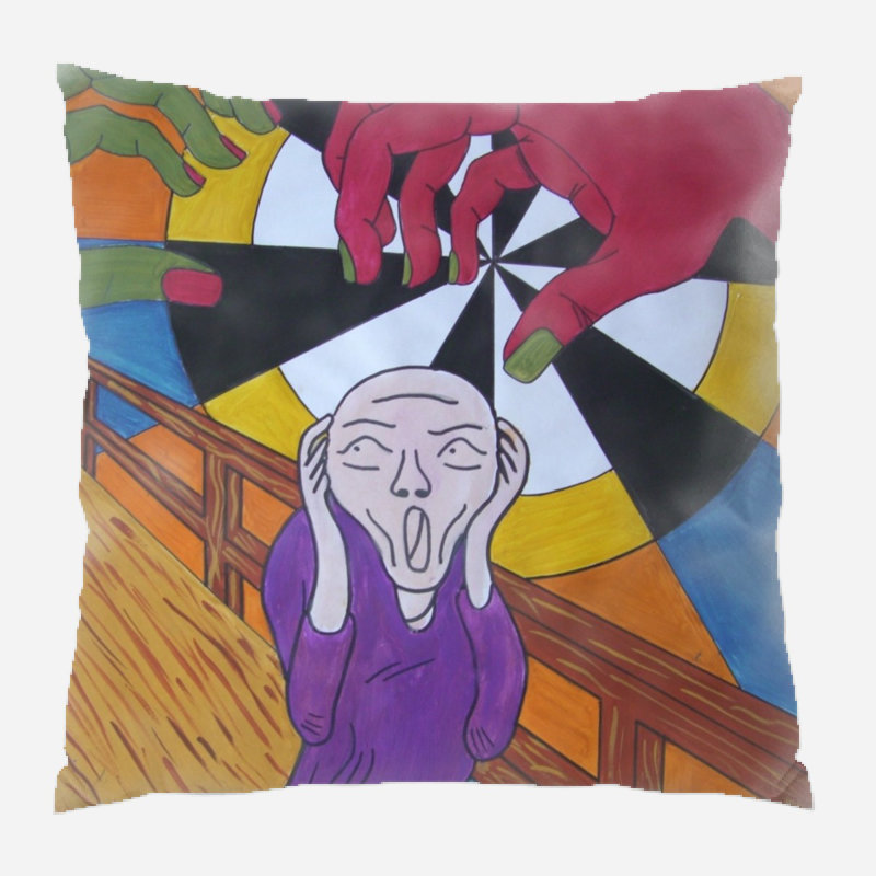 Coussin Rickert Munch Scream, Micro suède, Intérieur