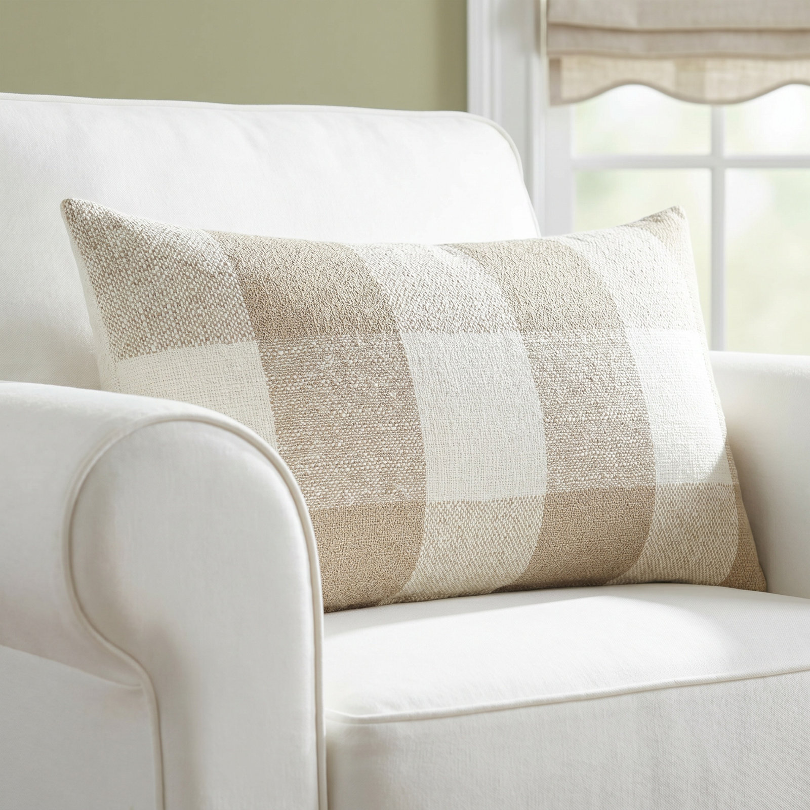 Birch Lane Cleveland Throw Pillow Lumbar, Feather, Black Checkered