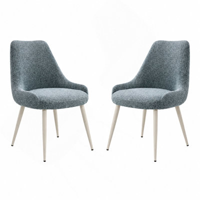Ensemble de chaises d'appoint 2 pièces - revêtement bleu clair, pieds en métal, chaise de salle à manger moderne scandinave