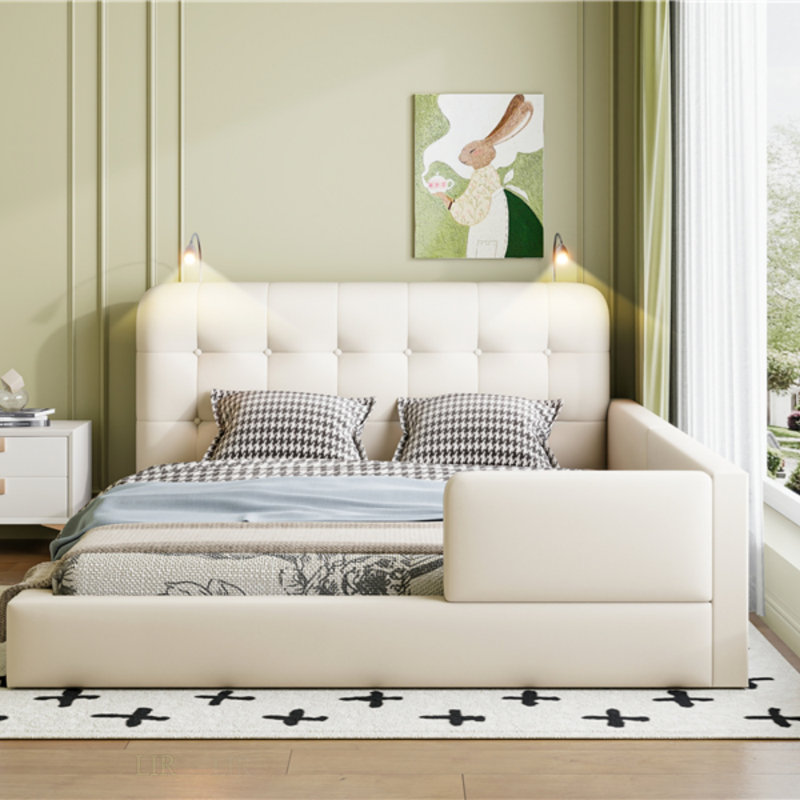 Lit plateforme tapissier Adonia, Blanc