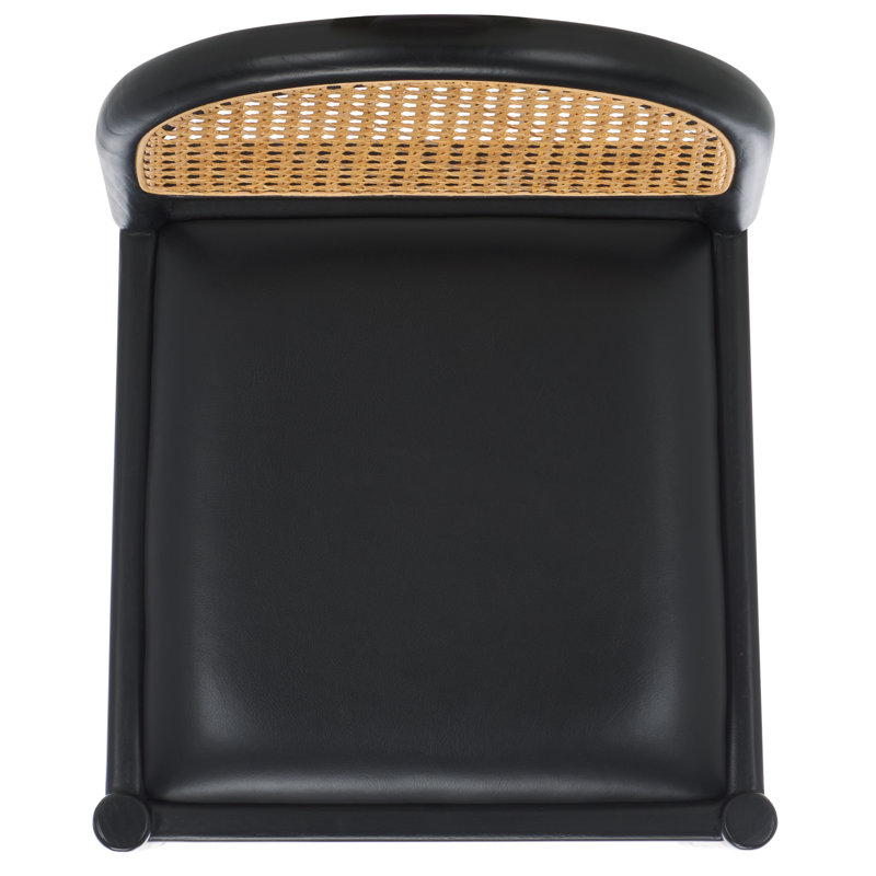 Laylie Rattan And Leather Counter Stool, Black