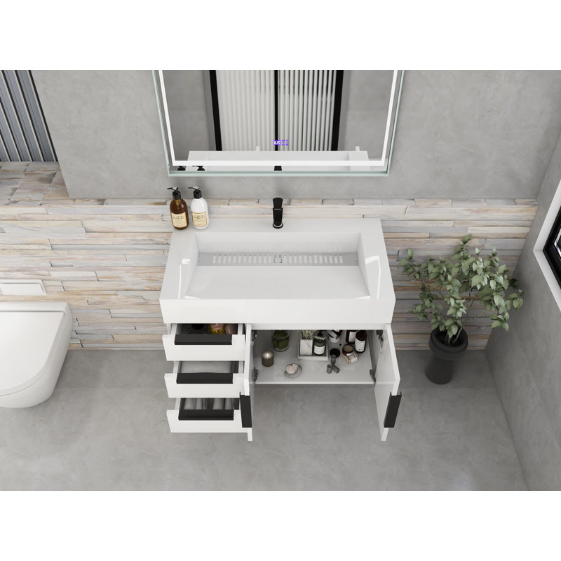 Meuble-lavabo mural simple l 36 po x P 20 po x H 22 po, Blanc