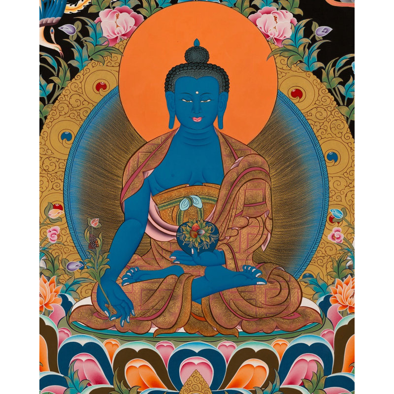 Bouddha de la médecine Thangka (Thangka sans brocart)