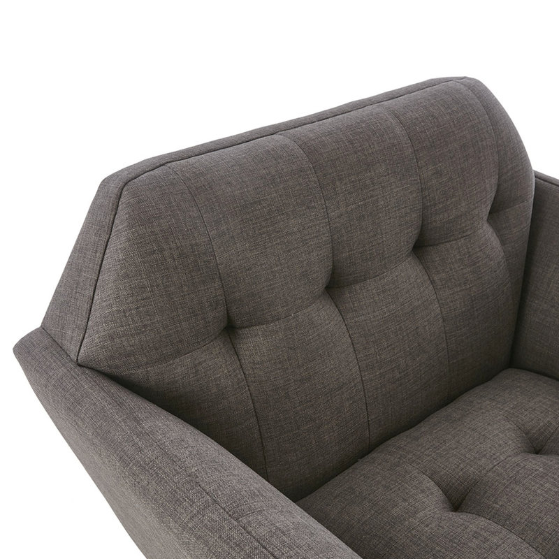 Méridienne avec accoudoirs de style moderne Mid-Century, boutons, pieds en bois de pacane massif, l 37 po x P 29,5 po, H 31,5 po, siège d'appoint, accoudoirs, confortable