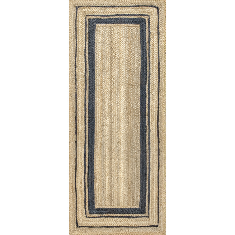 Speight Coastal Braided Power Loom Jute Brown/Navy Bordered Rug