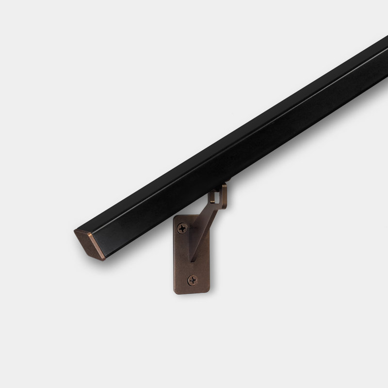 Modern Architectural Aluminum Stair Handrail For Indoor And Outdoor Stairs, Wall Mount Staircase Railing Kit With Stainless Steel Brackets And Screws, Powder Coated
