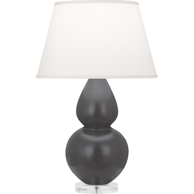 Lampe de table double gourde 30 po, Frêne mat / argent, Perle