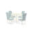 5 Piece Modern Dining Table Set Includes a Round Kitchen Table and 4 Baby Blue Linen Fabric Upholstered Parson Chairs, Linen White-1018562637