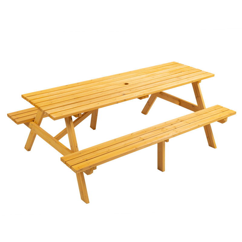 Solid Wood Picnic Table, Yellow