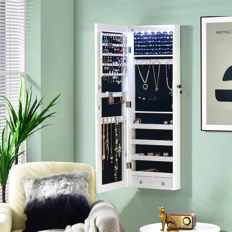 Armoire à bijoux avec miroir Miamitown, Blanc