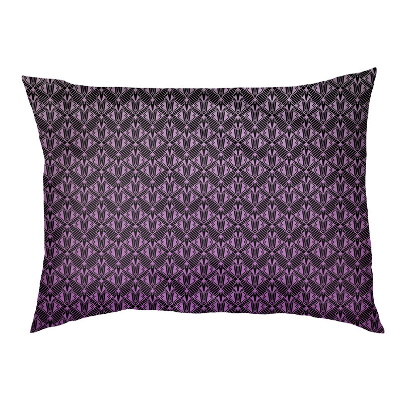 Coussin stylisé dégradé art déco Byrge, L 29,5 po x l 19,5 po, Noir / Violet