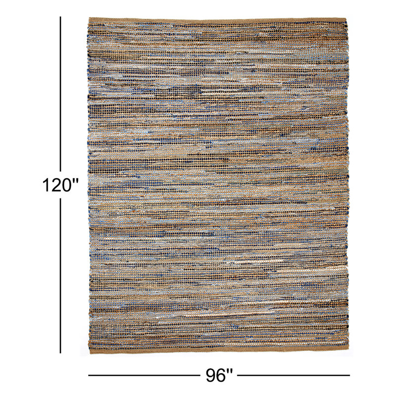 Tapis bleu / naturel / brun clair tissé à la main Levern, Rectangle 8 pi x 10 pi