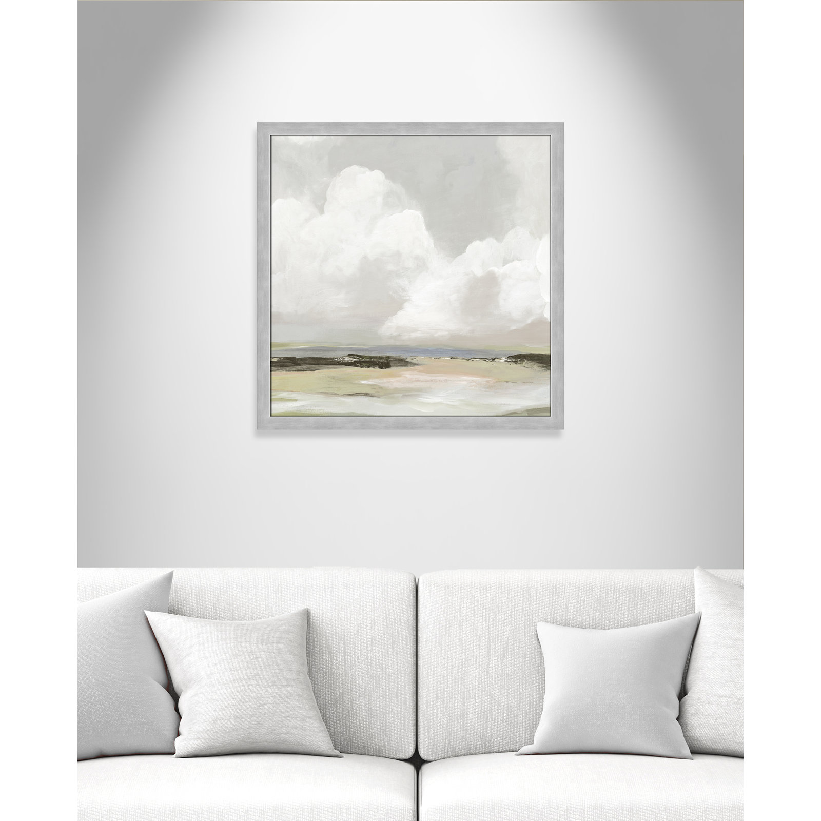 Weatherhill "Soft Clouds" Painting, 28.5" H x 28.5" W x 1.12" D, Matte Silver Framed