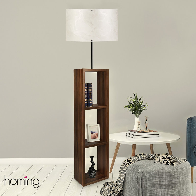 Lampe sur pied à colonne Rueter, Brun, 59" H, Perle