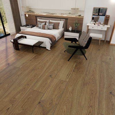 9.84 In. X 72.8 In. 12Mm Waterproof Hybrid Rigid Core Flooring With IXPE Pad AC5 Wear Layer