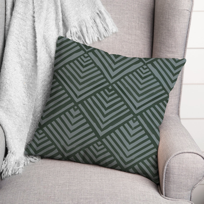 Geometric Reversible Throw Pillow, Blue/White