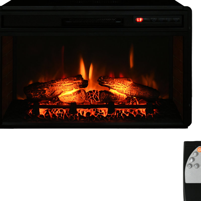 Foyer électrique encastrable 1400W 14 po, 27 po, noir, donne un foyer à zone de confort semblable à une flamme, 1400 W, télécommandé avec flamme réaliste