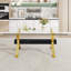 1 table et 8 chaises. Moderne, simple et luxueuse table de salle à manger rectangulaire en verre trempé et bureau avec 8 pieds en polyuréthane plaqué or blanc de 79 po x 39 po x 30 po-35482711
