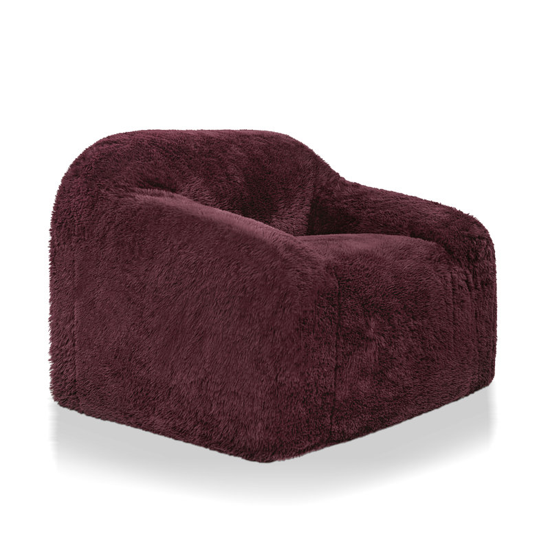 Minnie 41.7"W Low Back Upholstered Accent Chair, Wine Red