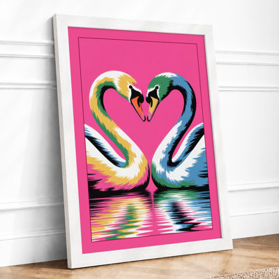 Flamingos in Love Modern 1 Piece Single Picture Frame Wall Art