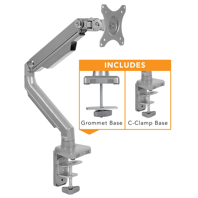 Adjustable Aluminum and Steel Single Monitor Arm Mount