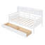 Lit de jour simple, support en lattes de bois, avec tablettes de chevet et deux tiroirs, blanc-1845735559