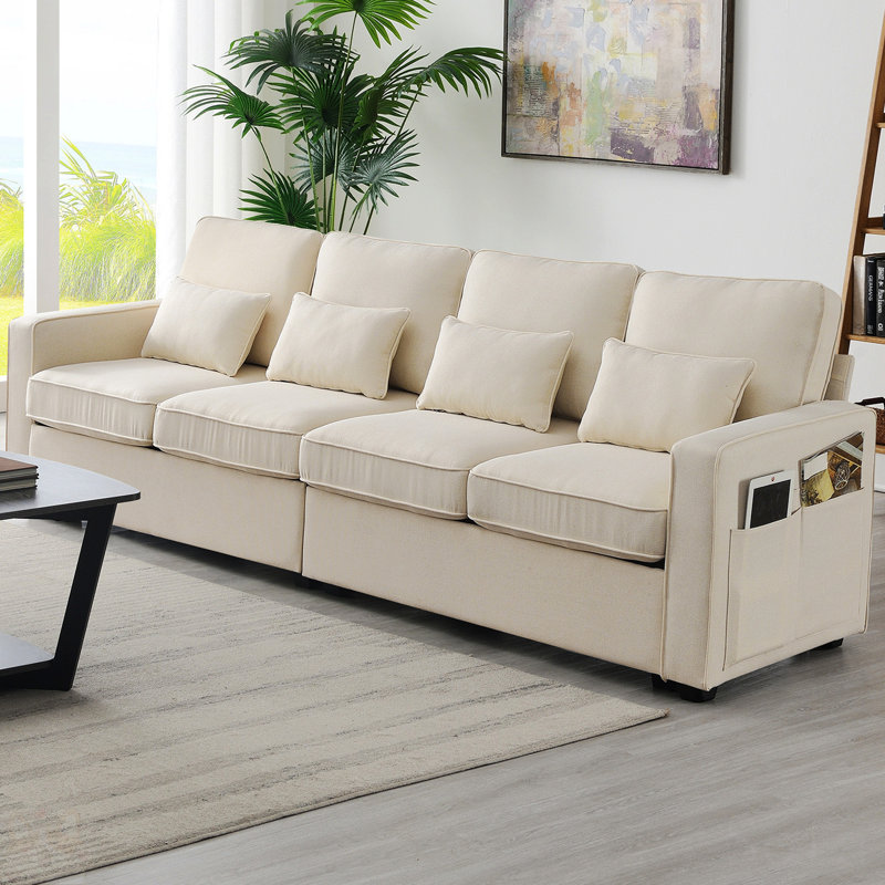 Goutier Arm Sofa, Beige Polyester