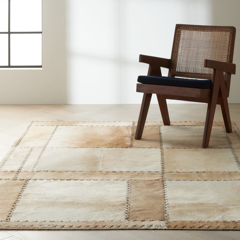 Northwest Cowhide Patchwork Area Rug in Brown/Beige, Rectangle 10' x 14'