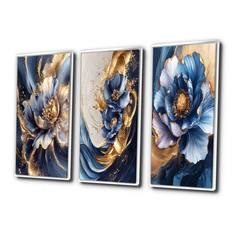 Dream Peony Flower I - Red, H 32 po x l 48 po, Impression encadrée flottante, Blanc