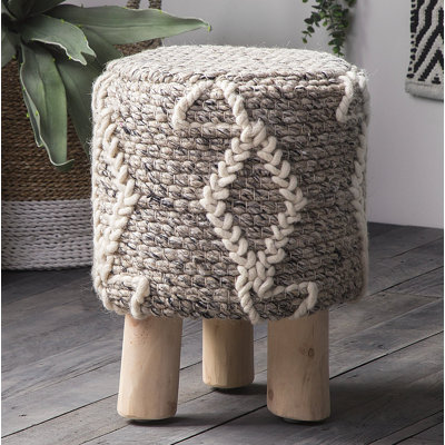 Cate 33cm Wide Round Ikat Standard Ottoman