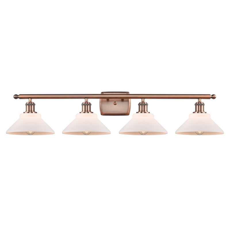 Éclairage pour salle de bain à 4 lumières à intensité variable Newton St Loe, Ampoule DEL 6 watts Vinage, Cuivre antique