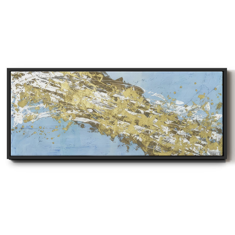Mistral V in Azure - Framed Canvas, 20" H x 50" W