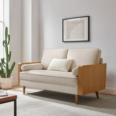 Kellan Performance Velvet Sofa In Walnut Alabaster
