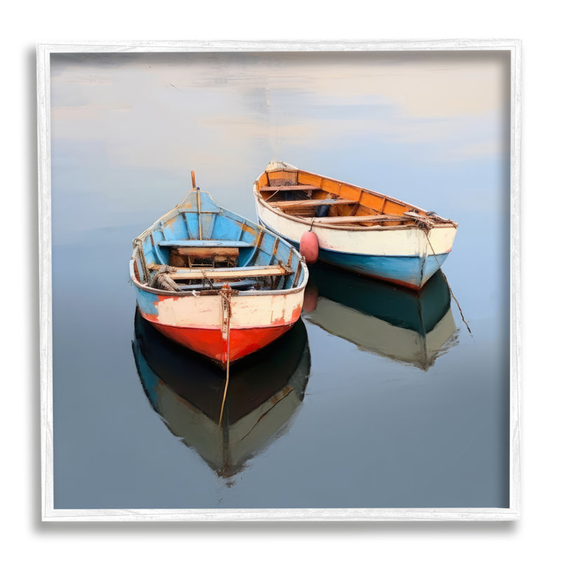 Ba-051, reproduction encadrée de deux canots sur un lac par Irena Orlov, H 12 po x l 12 po x P 1,5 po