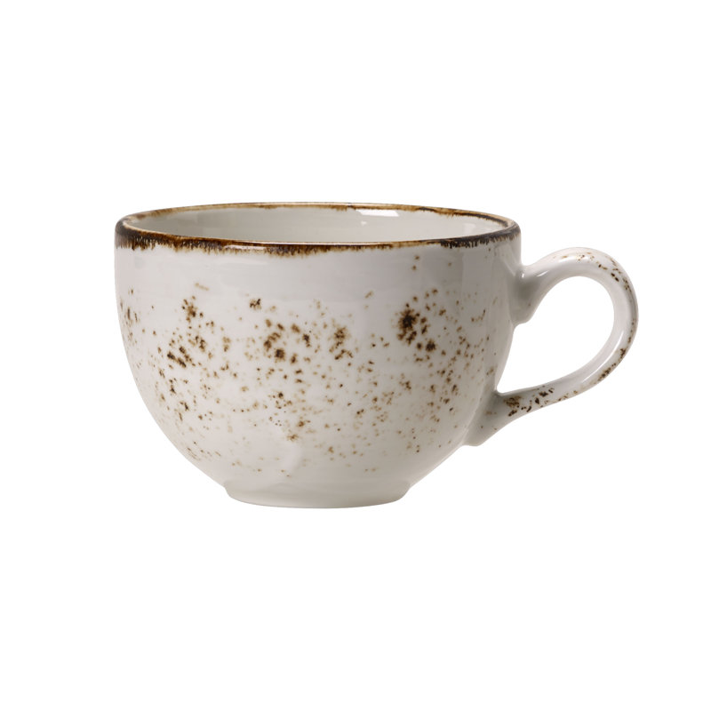 Tasse basse bleu artisanal, Blanc / Brun