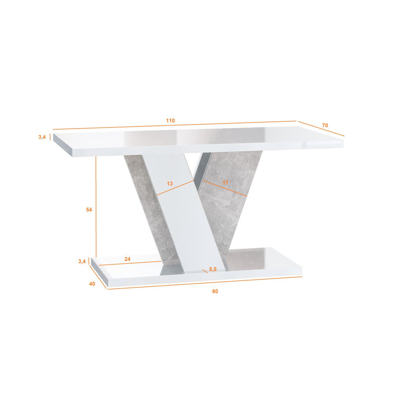 Pedestal Coffee Table with Storage, White