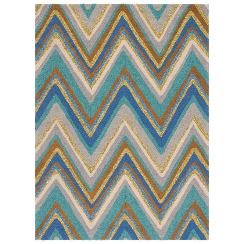 Hayes Hand Hooked Performance Chevron Rug, Rectangle 5' x 7'