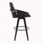 Tabourets de bar pivotants à hauteur fixe, structure en bois noir avec siège en similicuir noir, repose-pieds rond en métal, ensemble de 2, îlot de cuisine et tabouret de bar-300546850