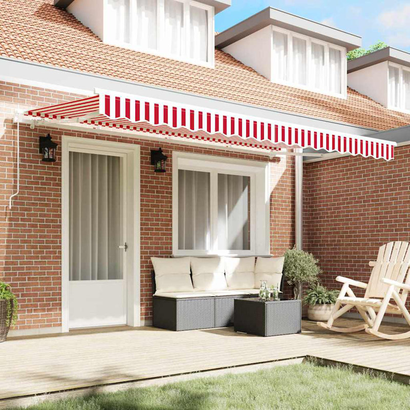 Brayden Studio Polyester Cover Retractable Patio Awning, 400cm H x 200cm W, Red;White Striped