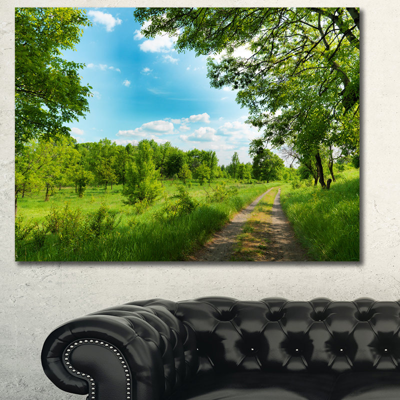 «Green Forest Road and Blue Sky», reproduction de photo sur toile tendue, H 30 po x l 40 po x P 1 po