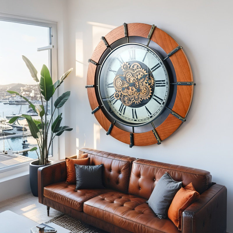 THE GEARS CLOCK Wall Clock with Real Moving Gears FI-LI_ 24 in Round TURKU